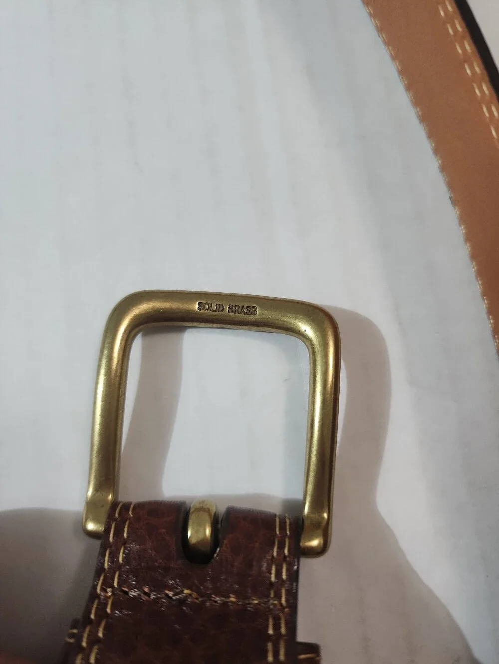 VTG Orvis Brown Bridle Leather Dress Casual Belt Size 36 Solid Brass Made USA